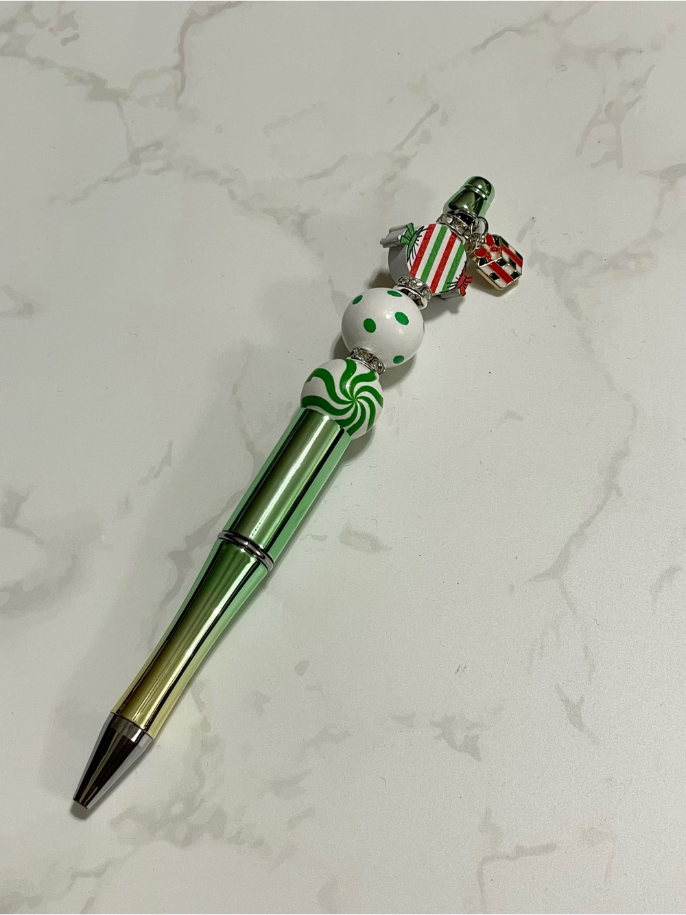 Holiday Green Beaded Pen